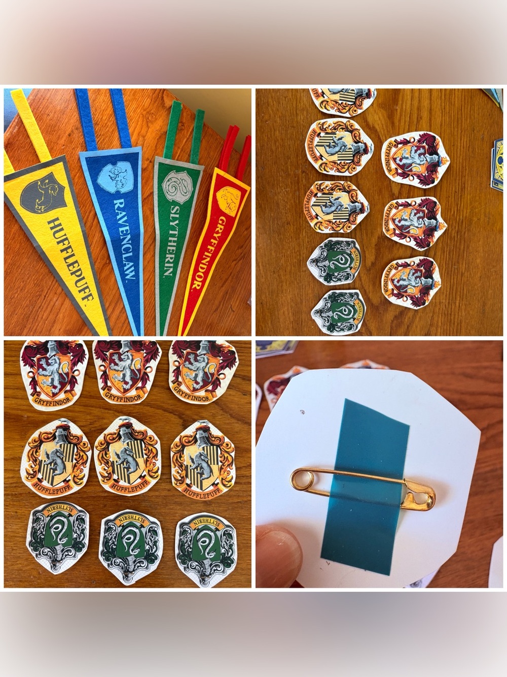 Harry-Inspired House Banner and Pin Set - Blue, Green, Yellow, Red